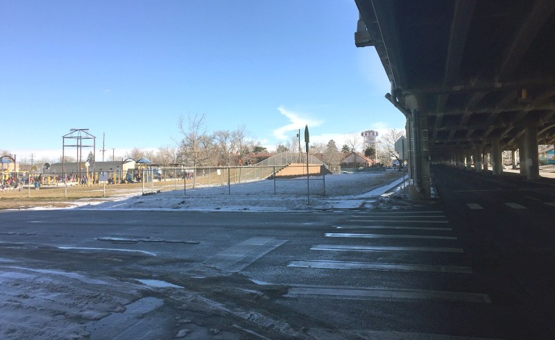 The Swansea Elementary School playground, in the shadow of I-70. Photo: David Sachs