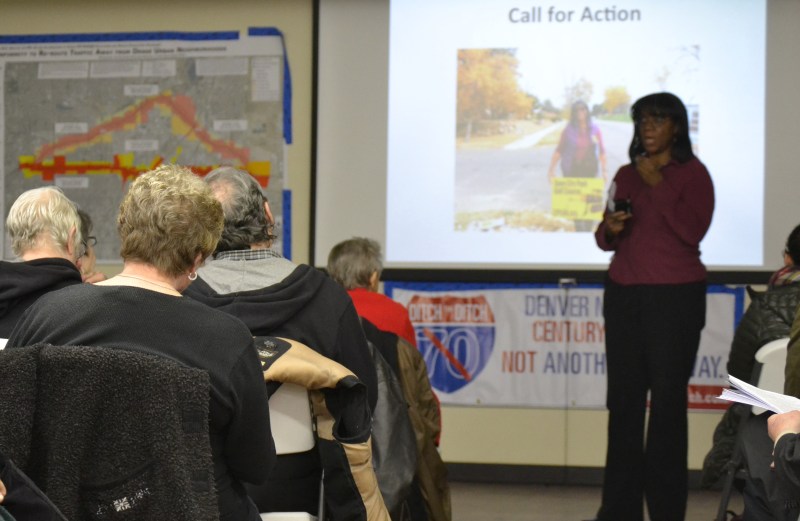LaMone Knowles of Park Hill asks fellow Denverites to keep the pressure on CDOT. Photo: David Sachs