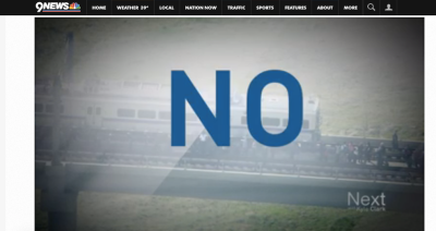 How Kyle Clark informs viewers the A-Line is delayed. Image: 9News