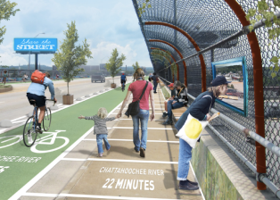 A vision for what 13th Street in Columbus, Georgia, could look like. Image via Gehl Studio