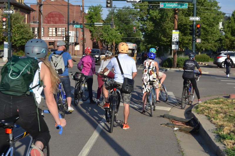 Safety in numbers at 16th and Josephine. Photo: David Sachs