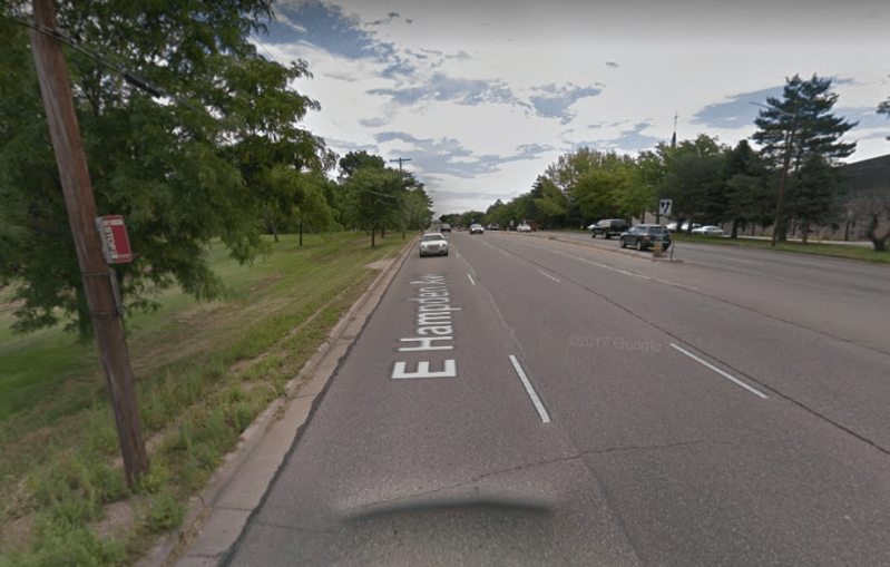 City officials cannot expect people to access transit or walk in these conditions on Hampden Boulevard. Image: Google Maps