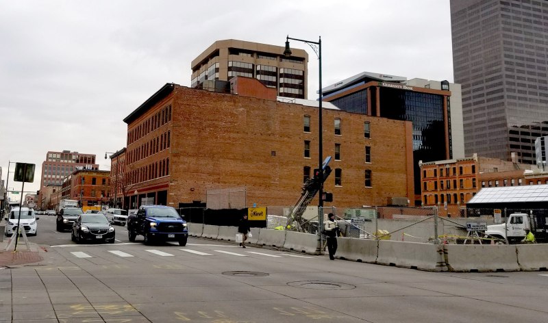 There's room on Blake Street for a temporary pedestrian walkway, but no policy to make it happen. Photo: Jill Locantore