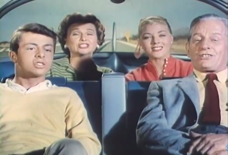 A phony family sings the praises of traffic-free travel in a 1956 General Motors film imagining the future.