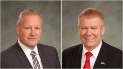 Representative Stephen Humphrey, left, and Senator Tim Neville.