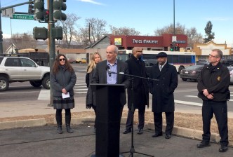 CDOT Executive Director Michael Lewis speaks during a press conference Tuesday. Photo: David Sachs