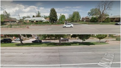 Top: The crosswalk at Leyden Street where the victim was legally supposed to cross. Bottom: Where the victim decided to cross. Which one seems safer? Photos: Google Maps