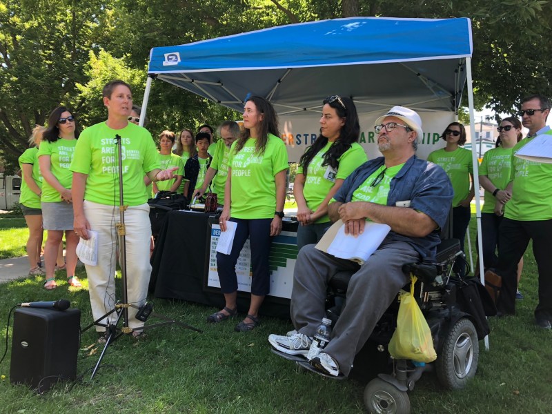 Bicycle Colorado Denver Director Piep van Heuven at Tuesday's press conference. Photo: David Sachs