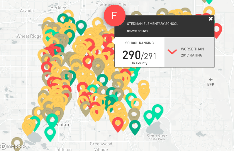 The yellow pegs represent a D grade and red pegs represent an F. Image: Zendrive