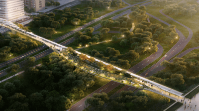 A pedestrian bridge would connect Reagan Airport with Crystal City. Photo:  Crystal City Business Improvement District