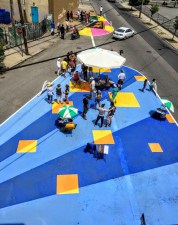A pilot on Broad Street this summer demonstrated safety-importing bump outs and how the urban trail system would look and function. Photo: City of Providence
