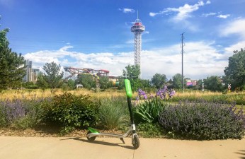 An electric scooter near Elitch Gardens. Photo: Lime.