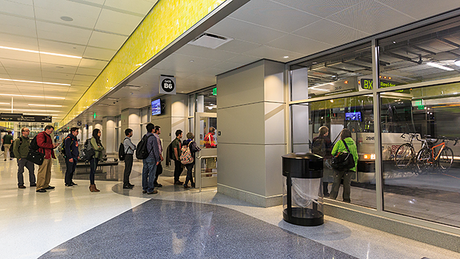 Passengers queue for the Boulder Express at Union Station. Photo: RTD.