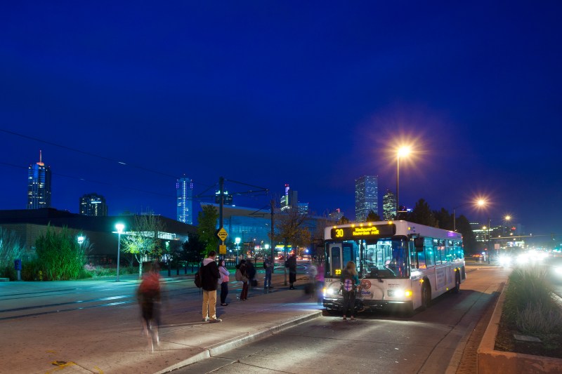 Riders queue for the Auraria bus. Photo: RTD.