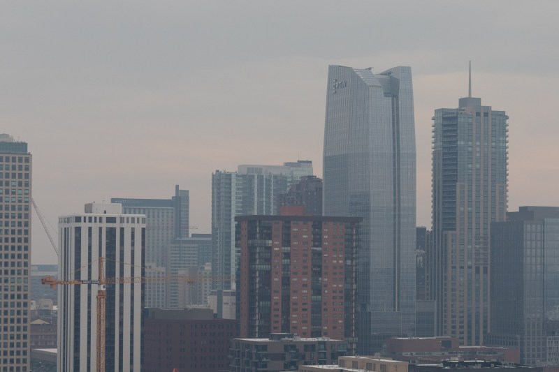 Downtown Denver viewed through the haze of Colorado's "brown cloud" on March 6. Photo: Andy Bosselman