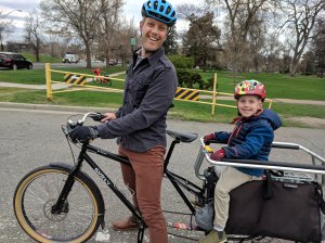 Josh Gipper @jgipper and his son Lucas look forward to biking to the Stapleton Farmer’s Market, which opens June 16.