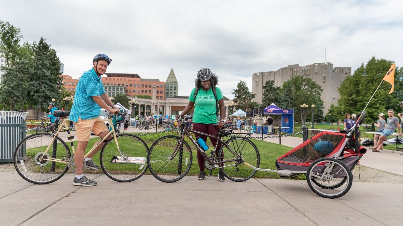 Eric and Jaquita Hurst took their son Jasper to the festivities at Civic Center. Photo: Andy Bosselman