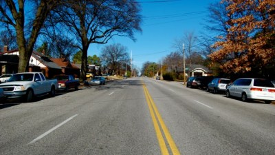 According to the City of Memphis, this street is too narrow to accomodate bike lanes.  That, in a nutshell, is why there is only ONE bike lane in the entire city.  (This street is, however, signed as a part of two official bike routes.)