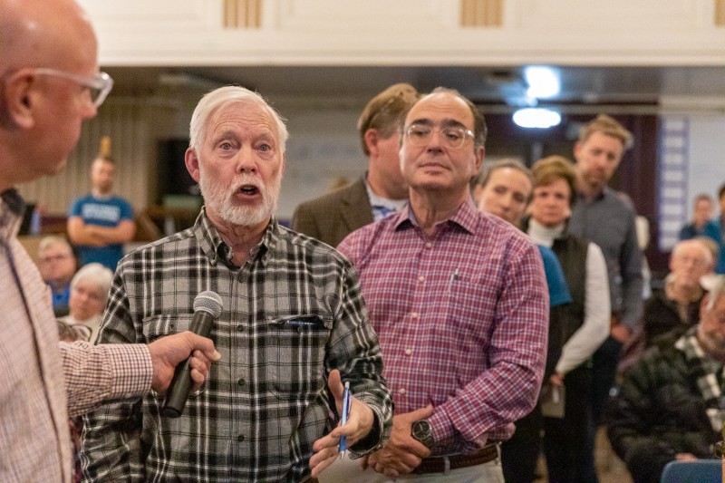 A man expressed concerns about the proposed Marion Street Parkway's bike lane's impact on the neighborhood. Photo: Andy Bosselman
