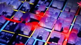 Graphic overhead view of city blocks