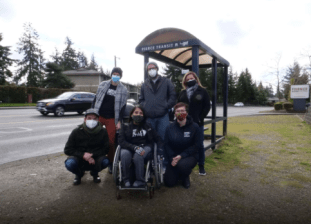 Disability rights advocates at the bus stop