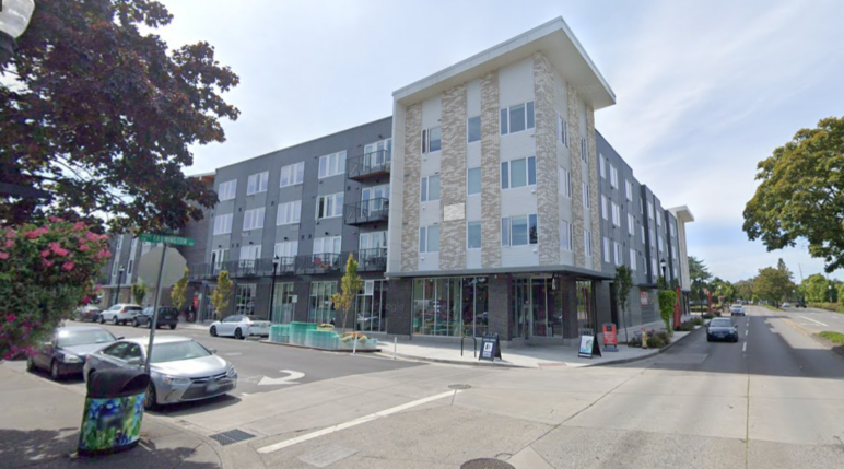 modern four-story apartment building